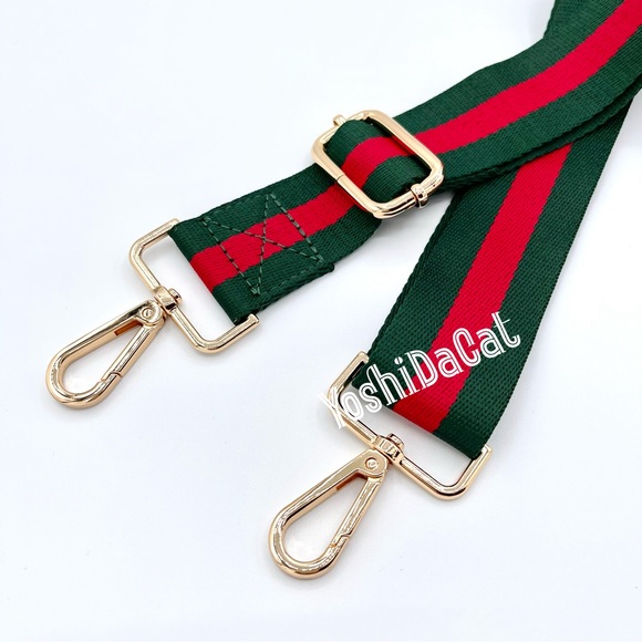 🆕 Red/Green Guitar Style Web Canvas Purse Bag Handbag Strap Adjustable, new - Picture 2 of 3